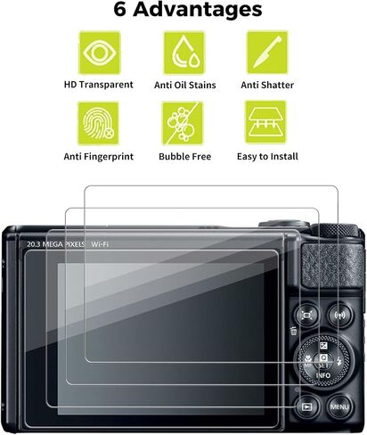 4-Pack for Canon PowerShot SX740 HS SX730 HS Camera Screen Protector,0.3mm Ultra-Thin 9H Hardness Tempered Glass, Full Coverage, LCD Display Film, HD Clear, Anti-Scratch, Bubble-Free in Kuwait