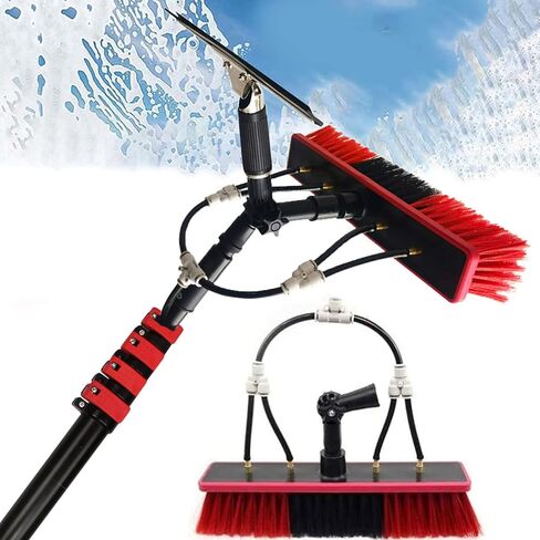 Water Fed Pole Kit, Telescopic Window Cleaning Pole Water Fed Brush Kit with Squeegee, Outdoor Solar Panel Cleaning Pole Water Fed Brush Spray Washer,39Ft/12M,36FT/10.8M in Kuwait