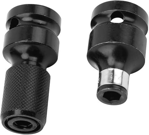 2Pcs 1/2 to 1/4 Hex Socket Adapter, Hex Drive Adapter, Bit Telescopic Ejector with Secure Clamping, Ideal for Electric Wrench in Kuwait