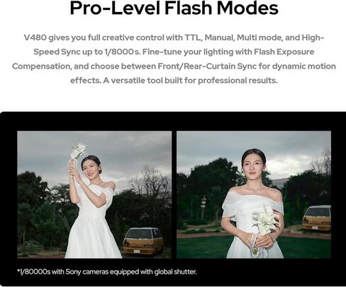 GODOX V480 F TTL Camera Flash for Fuji Cameras,GN50 1/8000 HSS,2.4GHz Wireless Speedlight,650 Full Power Flashes,1.7s Recycle Time,10 Levels LED Light with Rechargeable Battery in Kuwait