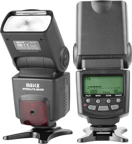 Meike 430N TTL Speedlite LCD Display Shoe Mount Flash Compatible with Nikon F System Digital SLR Cameras D3400 D3300 D3200 D5600 D850 D750 D7200 D5300 D5500 D500 D7100 D3100 etc in Kuwait
