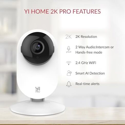 YI Pro 2K Home Security Camera 5PC, 2.4Ghz Indoor Camera with Person, Vehicle, Animal Smart Detection, Phone Appg, Compatible with Alexa and Google Assistant in Kuwait
