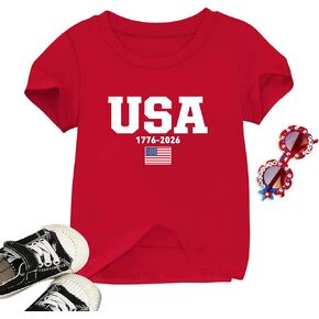 Kids 4th of July Shirt American Flag USA T Shirt Boys Girls Patriotic Tee Tops Anniversary 250th Outfits in Kuwait