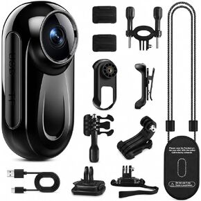1080P Mini Body Camera with Audio and Display, Thumb Size Body Worn Camera, Wearable POV Video Recorder with 360° Rotating Clip & Magnetic Clip for Vlogging, Travel, Cycling, Pet Walking, No SD Card in Saudi Arabia