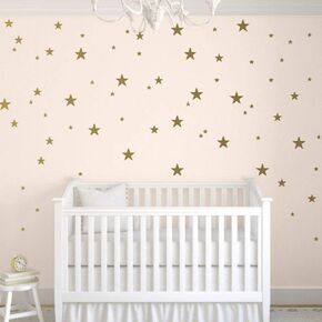 TOARTi Stars Wall Decals (124 Decals) Wall Stickers Removable Home Decoration Easy to Peel Stick Painted Walls Metallic Vinyl Polka Wall Decor Sticker for Baby Kids Nursery Bedroom (Gold Stars) | Gold Star Stickers,Nursery Wall Decal,Star Wall Decor,Baby  in Kuwait