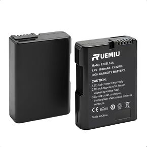 2-Pack Upgraded 1800mAh EN-EL14 EN-EL14A Battery for Nikon | Compatible with D3200, D3100, D3400, D3300, D5600, D3500, D5100, D5200, D5300, D5500, DF, Coolpix P7000, P7100, and More in Kuwait