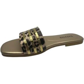 Women's Square Toe Flat Sandals Dressy Slip On Slides Flat Low Heel Slippers for Summer Beach Casual Wear in Kuwait