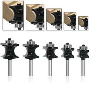 LEATBUY Router Bits Set 1/4 Inch Shank Bullnose Router Bit Sets 5PCS Radius Half Round Rail and Stile Wood Milling Cutter Drilling Woodworking Carbide Tool for Door Table Cabinet Shelve(F-A3) in Saudi Arabia