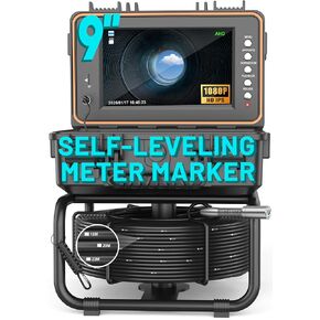 Anysun Sewer Camera Self Leveling 100ft، كاميرا فحص المجاري مع علامة متر، شاشة HD، DVR، 12 مصباح LED قابل للتعديل، كابل 5 مم، بطارية قابلة لإعادة الشحن 5100 مللي أمبير، بطاقة 32 جيجابايت in Kuwait
