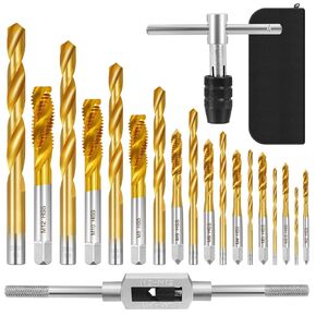 Metric Tap and Die Set, 21 Pcs Adjustable Metric Drill and Tap Set with 2 Tap Wrench, M2 M2.5 M3 M4 M5 M6 M8 M10 M12 Taps and 9 Drill Bits, Hand Screw HSS Thread Tap Set, Drill Tap Set in Saudi Arabia