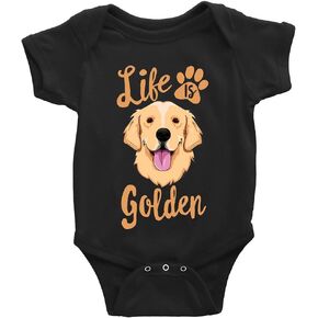 Life is Golden (Golden-Retriever) Infant Short Sleeve Bodysuit Romper Jumpsuit 100 Organic Cotton in Saudi Arabia