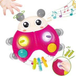 Ladybug Baby Light Up Toys with Rattle Led Light Music, Interactive Educational Fine Motor Development Toy for 3-6-12-18-24 Months Baby Toddler - Red in Kuwait