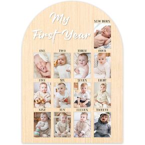 My First Year Photo Board, Baby's First Year Photo Frame 12 Monthly Milestone Picture Frame, Gift for Newborn Baby 1st Birthday Memories Nursery Decoration -01 in Saudi Arabia