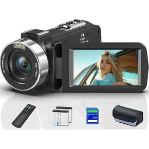 8K 64MP Video Camera 18X Digital Camcorder Video Camera for YouTube 3.0 inch Flip Screen Camcorder Vlogging Camera with 32GB SD Card, 2.4G Remote Control, Two Batteries in Kuwait