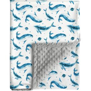 Ocean Baby Blanket Blue Whale Gender Neutral Minky Blankets for Newborn Baby Girls or Boys Undersea World Nursery Toddler Double Layer Blanket with Dotted Backing Sea Animal Printed (White) in Saudi Arabia