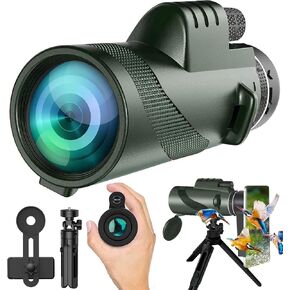 PhysioPhyx Monocular-Telescope 80x100 High Powered Monoculars High Definition for Adults High Powered with Smartphone Adapter Telescope Hunting Wildlife Bird Watching Travel Camping Hiking-Green in Kuwait