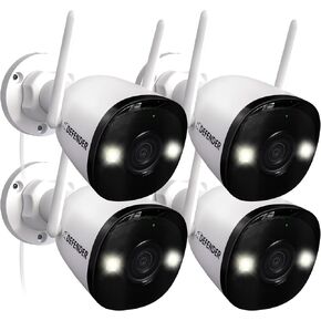 Defender AI Powered 4K Guard Pro 8MP WiFi 6، كاميرا أمان لاسلكية تعمل بالكهرباء في الهواء الطلق، مع اكتشاف الإنسان الذكي AI، بلوتوث، محادثة ثنائية الاتجاه، تعمل مع تطبيق Guard، 4 حزم in Saudi Arabia
