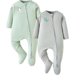 Baby 2-Pack Long Sleeve Footie, Footed Romper with Zipper for 0-24 Months in Saudi Arabia