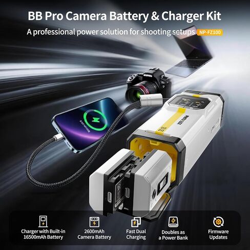 2-Pack 2600mAh NP-FZ100 Rechargeable Camera Battery USB-C Fast Charging | The LCD displays the battery level and the number of charge cycles,The battery can be charged directly via USB-C in Saudi Arabia