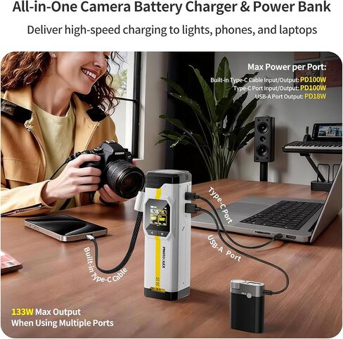 2-Pack 2600mAh NP-FZ100 Rechargeable Camera Battery USB-C Fast Charging | The LCD displays the battery level and the number of charge cycles,The battery can be charged directly via USB-C in Saudi Arabia