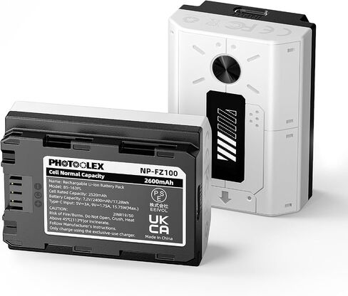 2-Pack 2600mAh NP-FZ100 Rechargeable Camera Battery USB-C Fast Charging | The LCD displays the battery level and the number of charge cycles,The battery can be charged directly via USB-C in Saudi Arabia