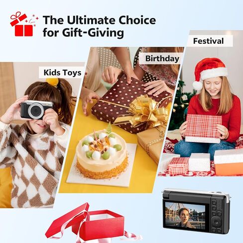 4K Digital Camera for Photography, 75MP Vlogging Cameras with Flip Screen | Built-in Wifi, 2500 mAh Battery, Autofocus, 16x Zoom, App Control, Compact Travel Camera for Beginners, Teens, Kids, Black in Kuwait
