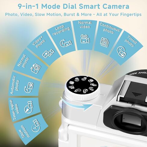 6K Digital Camera for Photography Autofocus, 2026 Upgraded WiFi Vlogging Camera for YouTube with 3" 180° Flip Screen 16X Zoom, 64GB SD Card & 2 Batteries Compact Travel Camera for Beginners Teens in Kuwait