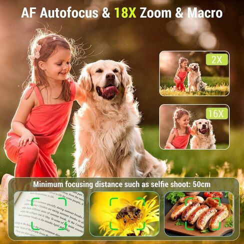 Digital Camera, 4K 64MP Cameras for Photography, 270°Flip Screen Kids Camera, Autofocus, Flash, 18X Zoom, 2 Batteries, 64GB Card, Point and Shoot Digital Cameras for Boys Girls Teens, Black in Kuwait