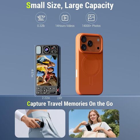 Digital Camera, 4K 64MP Cameras for Photography, 270°Flip Screen Kids Camera, Autofocus, Flash, 18X Zoom, 2 Batteries, 64GB Card, Point and Shoot Digital Cameras for Boys Girls Teens, Black in Kuwait