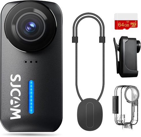 SJCAM C110Plus 64GB,4K POV Magnetic Action Camera,170° FOV Video,6-Axis Stabilization,Werable Body Camera, 30M Waterproof,for Travel,Skiing,Cycling,Built-in Mic for Vlogging,Helmet Mount in Kuwait