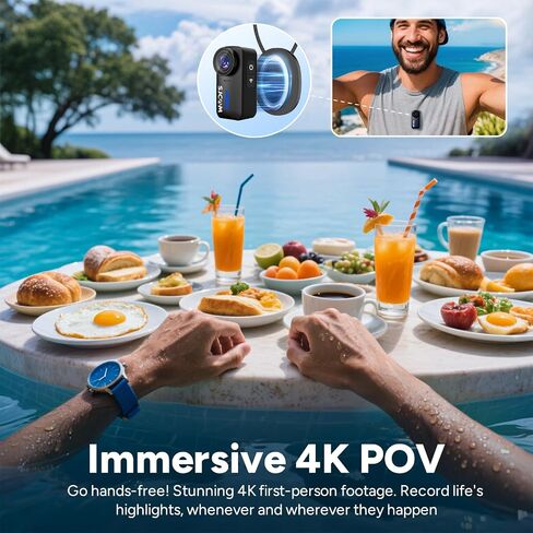 SJCAM C110Plus 64GB,4K POV Magnetic Action Camera,170° FOV Video,6-Axis Stabilization,Werable Body Camera, 30M Waterproof,for Travel,Skiing,Cycling,Built-in Mic for Vlogging,Helmet Mount in Kuwait