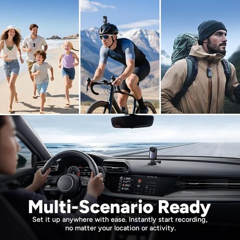 SJCAM C110Plus 64GB,4K POV Magnetic Action Camera,170° FOV Video,6-Axis Stabilization,Werable Body Camera, 30M Waterproof,for Travel,Skiing,Cycling,Built-in Mic for Vlogging,Helmet Mount in Kuwait