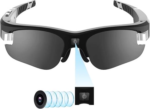 Camera Sunglasses, Waterproof Sports 1080P Full HD Video Sunglasses with Polarized UV400 Protection Safety Lenses for Driving, Riding, Fishing, and Other Outdoor Sports in Kuwait