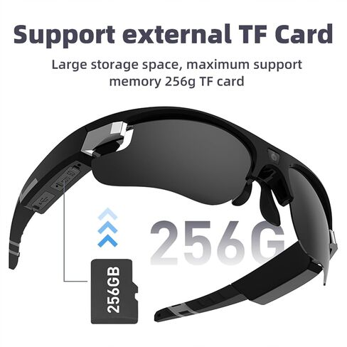 Camera Sunglasses, Waterproof Sports 1080P Full HD Video Sunglasses with Polarized UV400 Protection Safety Lenses for Driving, Riding, Fishing, and Other Outdoor Sports in Kuwait