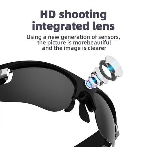 Camera Sunglasses, Waterproof Sports 1080P Full HD Video Sunglasses with Polarized UV400 Protection Safety Lenses for Driving, Riding, Fishing, and Other Outdoor Sports in Kuwait