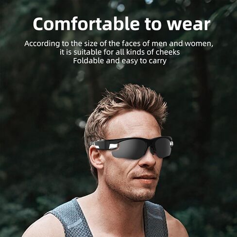 Camera Sunglasses, Waterproof Sports 1080P Full HD Video Sunglasses with Polarized UV400 Protection Safety Lenses for Driving, Riding, Fishing, and Other Outdoor Sports in Kuwait