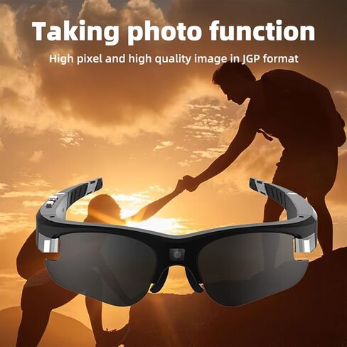 Camera Sunglasses, Waterproof Sports 1080P Full HD Video Sunglasses with Polarized UV400 Protection Safety Lenses for Driving, Riding, Fishing, and Other Outdoor Sports in Kuwait