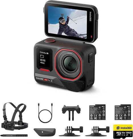 Insta360 Ace Pro 2 Vlog Bundle Dual Battery No SD Card- 8K Waterproof Action Camera Co-Engineered with Leica, 1/1.3" Sensor, Dual AI Chip, Leading Low Light, Superior Audio, Flip Screen in Kuwait