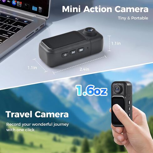 4K Mini Body Camera - 64GB Action Camera Portable POV Cam with Magnet Necklace 360° Back Clip for Vlogging Biking Fishing Baseball Motorcycle Travel(Black) in Kuwait