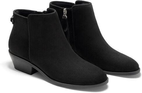 Coutgo Womens Ankle Boots Chunky Low Heel Side Zipper Fall Dress Booties | 1.8-Inch Block Heel, All-Day Comfort, Pointed Toe Short Boots, Fall & Winter, Versatile, Casual Daily, Work in Kuwait
