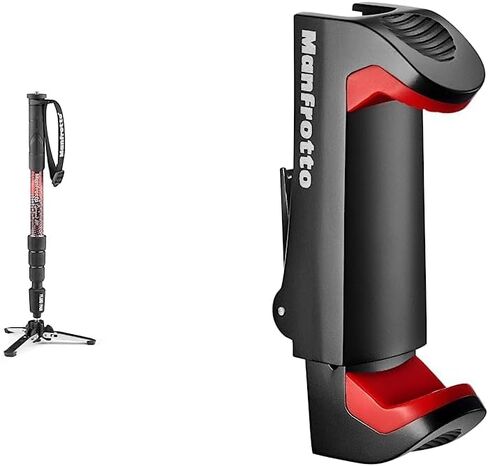 Manfrotto Element MII Video Aluminium Fluid Monopod & Smartphone Clamp, Pro Version (MCPIXI), Black in Kuwait
