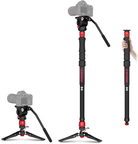 IFOOTAGE Cobra 3 Strike Monopod A150S Ⅲ&Komodo Head K5S,Portable Travel Kit | Pedal Design Base,One-Click to Extend Height 59"/150cm,Payload 11lbs/5KG in Kuwait