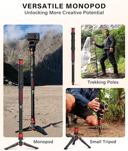 IFOOTAGE Cobra 3 Strike Monopod A150S Ⅲ&Komodo Head K5S,Portable Travel Kit | Pedal Design Base,One-Click to Extend Height 59"/150cm,Payload 11lbs/5KG in Kuwait