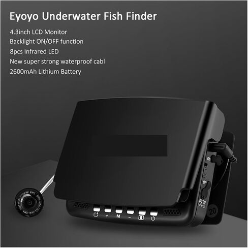 Underwater Fishing Camera, 20M 1000TVL Fish Finder Underwater Ice Fishing Camera 4.3 Inch LCD Monitor 8PCS LED Camera in Kuwait
