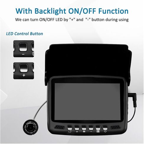 Underwater Fishing Camera, 20M 1000TVL Fish Finder Underwater Ice Fishing Camera 4.3 Inch LCD Monitor 8PCS LED Camera in Kuwait