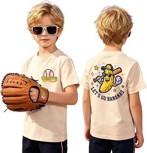 IZYJOY Toddler Boy Girl Baseball Shirt Let's Go Banana Tee Kids Banana T-Shirt Baseball Fan Outfit Game Day Short Sleeve Tops in Kuwait