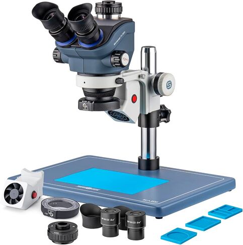 Kaisi TX350E Professional Soldering Microscope,Trinocular Stereo Microscope | 7X-50X Magnification and WF10x23 Wide Field Eyepieces,Lab Stereo Zoom Microscopes for Electronics Repair in Kuwait