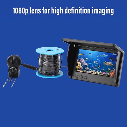 4.3in Underwater Fishing Camera for Ice Fishing Anglers,1080p 5mp Sensor Delivers Clear Underwater Images,195 Ultra Wide Angle Lens,30M Cable 5000MAH Battery 8-10h Working in Kuwait