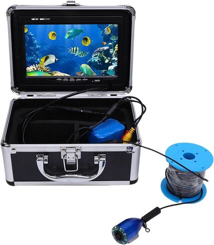 Underwater Fishing Camera, Portable Fish Finder with 30m Cable, 7 Inch Display, 8 LED Lights, 195° Wide Angle, 4500mAh Battery, Ideal for Ice Lake Boat Kayak (US Plug) in Saudi Arabia