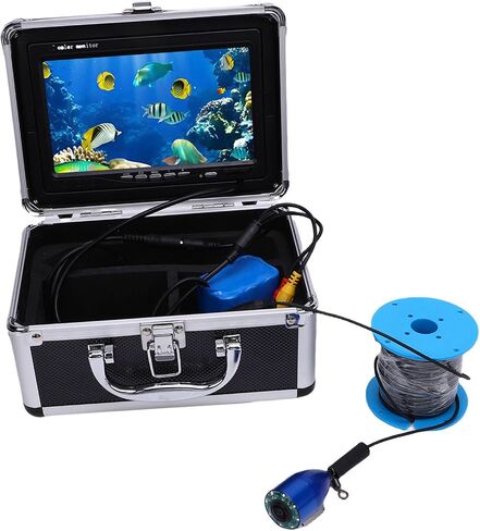 Underwater Fishing Camera, Portable Fish Finder with 30m Cable, 7 Inch Display, 8 LED Lights, 195° Wide Angle, 4500mAh Battery, Ideal for Ice Lake Boat Kayak (US Plug) in Kuwait